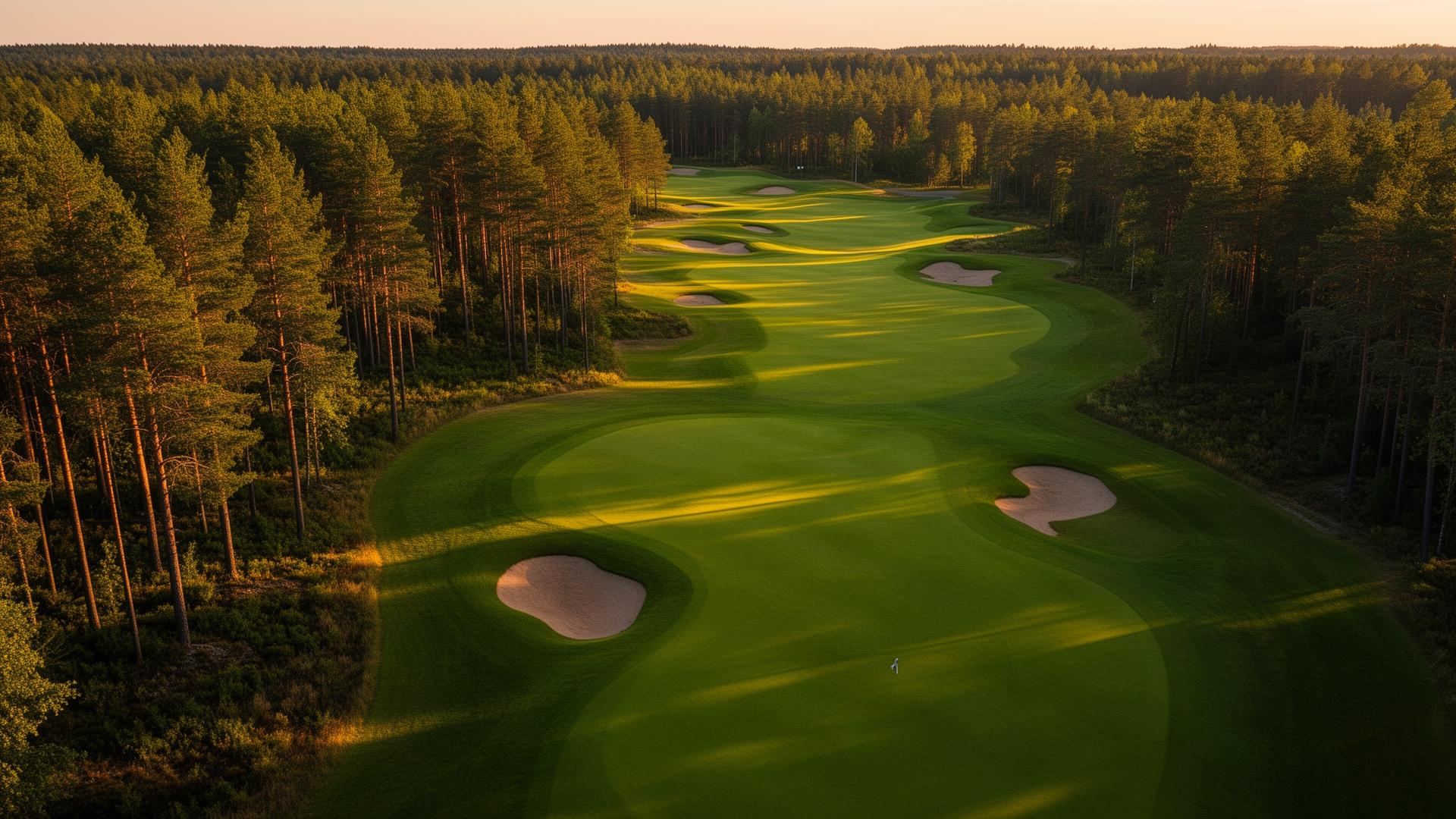 Svensk golfbana i kvällsljus
